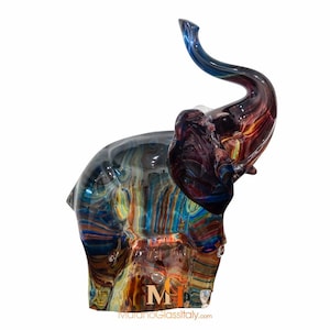 Elephant Glass Sculpture - Murano Sculpture - Italian Glass Animal Centerpiece - Hand Blown Colorful Glass - Handmade in Murano, Venice