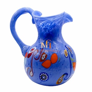 Murano Crystal Glass Jug - Luxury Centerpieces - Crystal Venetian Glassware - Hand Blown Italian Glass Pitcher - Handmade in Murano, Italy