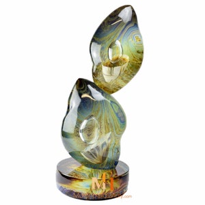 Modern Glass Abstract Sculpture - Original Murano Glass Olive Inspired Centerpiece - Hand Blown Colorful Glass - Handmade in Venice, Italy