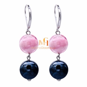Murano Glass Bead Earrings - Italian Designer Jewelry - Crystal Glass Earrings - Hand Blown Luxury Jewelry - Handmade in Murano, Italy