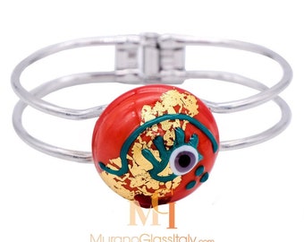 Murano Glass Bracelets with 24 Karat Gold - Venetian Glass Jewelry - Italian Designer Bracelet - Crystal Glass Jewelry - Handmade in Italy