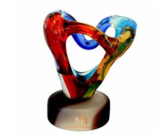 Blown Murano Glass Sculpture – Colorful Abstract Art, Italian Decor