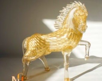 ブルームラーノガラスの馬の彫刻：本物のイタリア製装飾品 - Etsy 日本