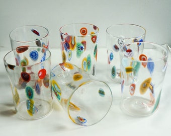 Murano Tumblers - Set of 6 - Hand Blown Italian Water Glasses - Luxury Glassware - Made in Italy