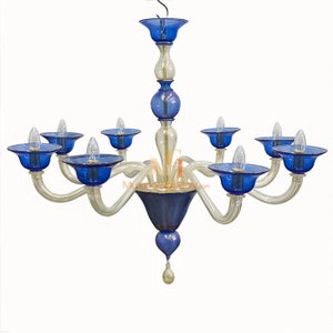 Venetian Glass Chandelier - Crystal Glass - Handmade Lighting - Modern Chandelier - Wired For Your Country - Hand Blown In Murano, Italy