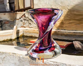 MURANO クリスタル　イタリア製　花瓶 イタリアのヴィンテージアートクリスタル花瓶「ムラーノ」 - Etsy 日本