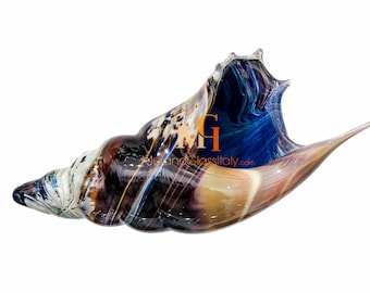 Glass Shell Sculpture - Murano Glass Centerpiece - Handcrafted Colorful Glass Sea Life Sculpture - Unique Christmas Gift - Handmade in Italy