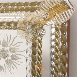 Designer Mirrors For Living Rooms with 24 Karat Gold Details - Murano Art Glass - Elegant Masterpiece - Luxury Mirror - Handmade in Italy image 5
