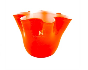 Vase en verre orange - Vase de Murano - Design italien - Vase en verre soufflé - Art du verre de Murano - 100 % fait main en Italie