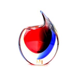 Red Murano Vase - Italian Handmade Red Vase - Hand Blown Unique Centerpiece  - Stunning Vase Made In Italy
