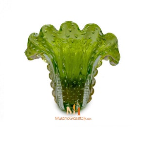 Modern Green Vase - Murano Vase - Elegant Masterpiece - Murano Glass Art - 100% Handmade in Italy
