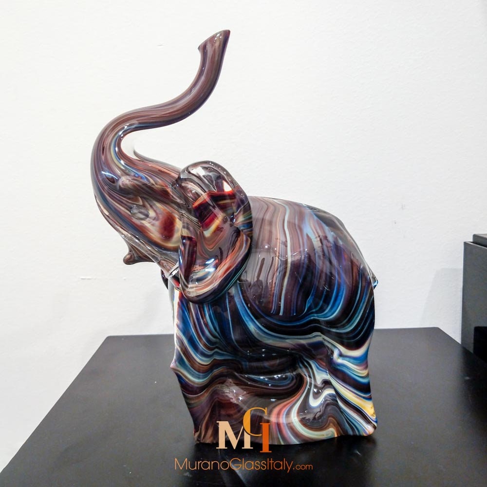 Murano Glass Elephant Sculpture - Hand Blown Italian Art Glass ...