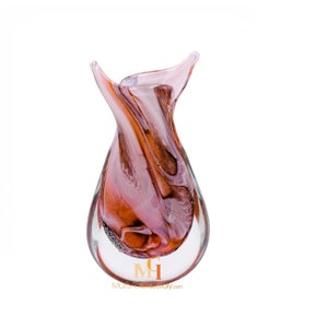 Murano Rosa Vase - Italienisches Herzstück - Zeitgenössische Vase - Murano Glas - Mundgeblasenes Italienisches Kristallglas - Handgemacht in Italien