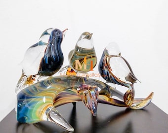 Murano Birds Sculpture - Murano Glass Animals - Hand Blown Colorful Glass Animals - Perfect Glass Gift - Handmade in Italy