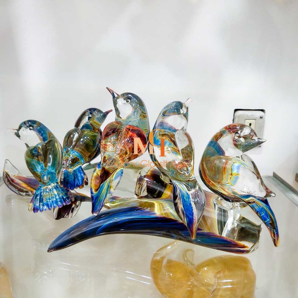 Glass Birds Sculpture Original Murano Glass Animals Hand Etsy