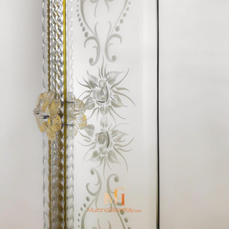 Designer Mirrors For Living Rooms with 24 Karat Gold Details - Murano Art Glass - Elegant Masterpiece - Luxury Mirror - Handmade in Italy image 3