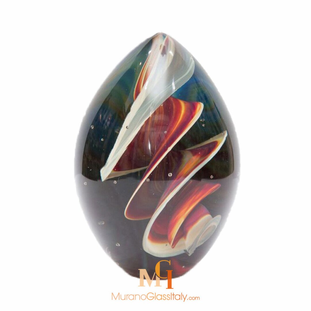 Italian Glass Paperweight Hand Blown Abstract Sculpture Murano
