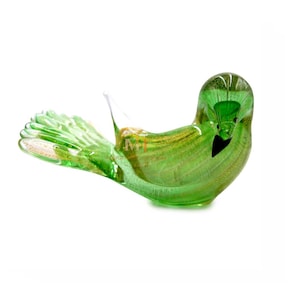 Green Bird - Murano Bird - Glass Bird - Glass Animal Figurines - Murano Animal - Handmade Gift - Handmade Glass - Made in Italy