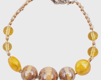 Pulsera de cuentas de cristal de Murano - Joyería de cristal de Murano - Pulsera de diseñador italiano - Joyería de cristal - Hecha a mano en Italia