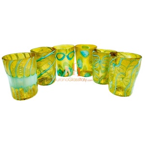 Murano Glasses - Hand Blown Italian Water Glasses - Amber Glasses - Venetian Glassware - Handmade in Venice, Italy