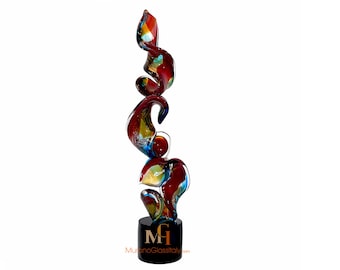 Abstract Blown Glass Sculpture - Red Italian Art, Made in Italy