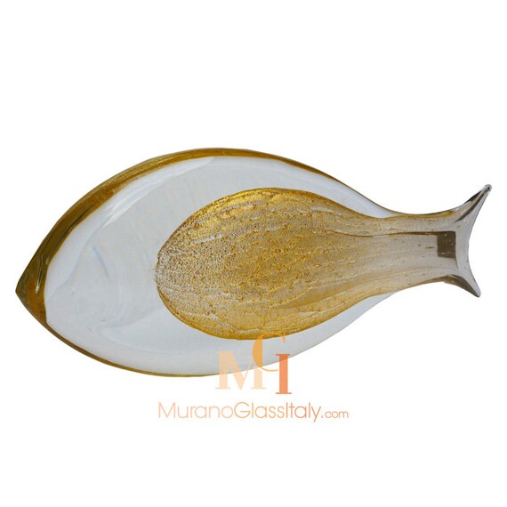 Murano Fish with 24 Karat Gold Original Murano Hand Painted 24 Karat Gold