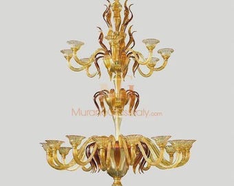 Large Glass Chandeliers - Handmade Chandelier - Italian Modern Light - Wired For Your Country - Hand Blown Lighting Made in Venice