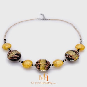 Fancy Necklace – Murano Glass with 24K Gold - Elegant Jewelry - Murano Glass Necklace - Venetian Designer Jewelry - Handcrafted in Italy