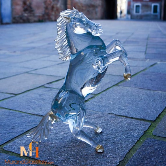 Hand Blown Murano Glass Horse Sculpture With 24K Gold - Etsy