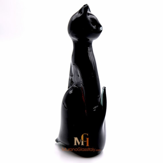 (美品)Murano glass ムラーノガラス　猫の置物職人サイン入り(底) 美品)Murano glass ムラーノガラス 猫の置物職人サイン入り(底