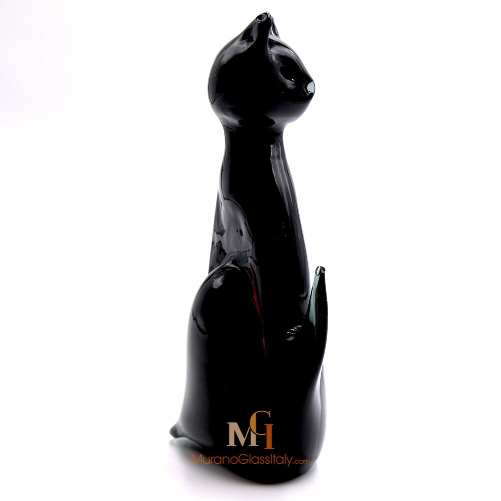 (美品)Murano glass ムラーノガラス　猫の置物職人サイン入り(底) 美品)Murano glass ムラーノガラス 猫の置物職人サイン入り(底