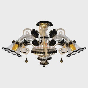 Murano Ceiling Lamp Infused With 24 Karat Gold - Italian Ceiling Light - Wired For Your Country - Hand Blown Lighting Made in Venice