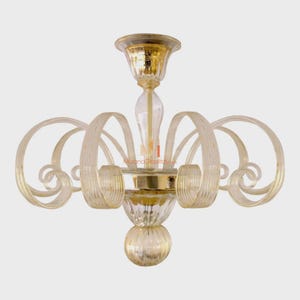 Amber Glass Chandelier - Venetian Style Lighting with 24 Karat Gold - Hand Blown Glass Chandelier - Glass Lighting Made in Italy