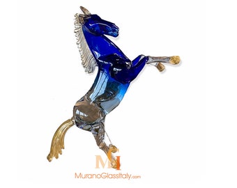 ブルームラーノガラスの馬の彫刻：本物のイタリア製装飾品 - Etsy 日本