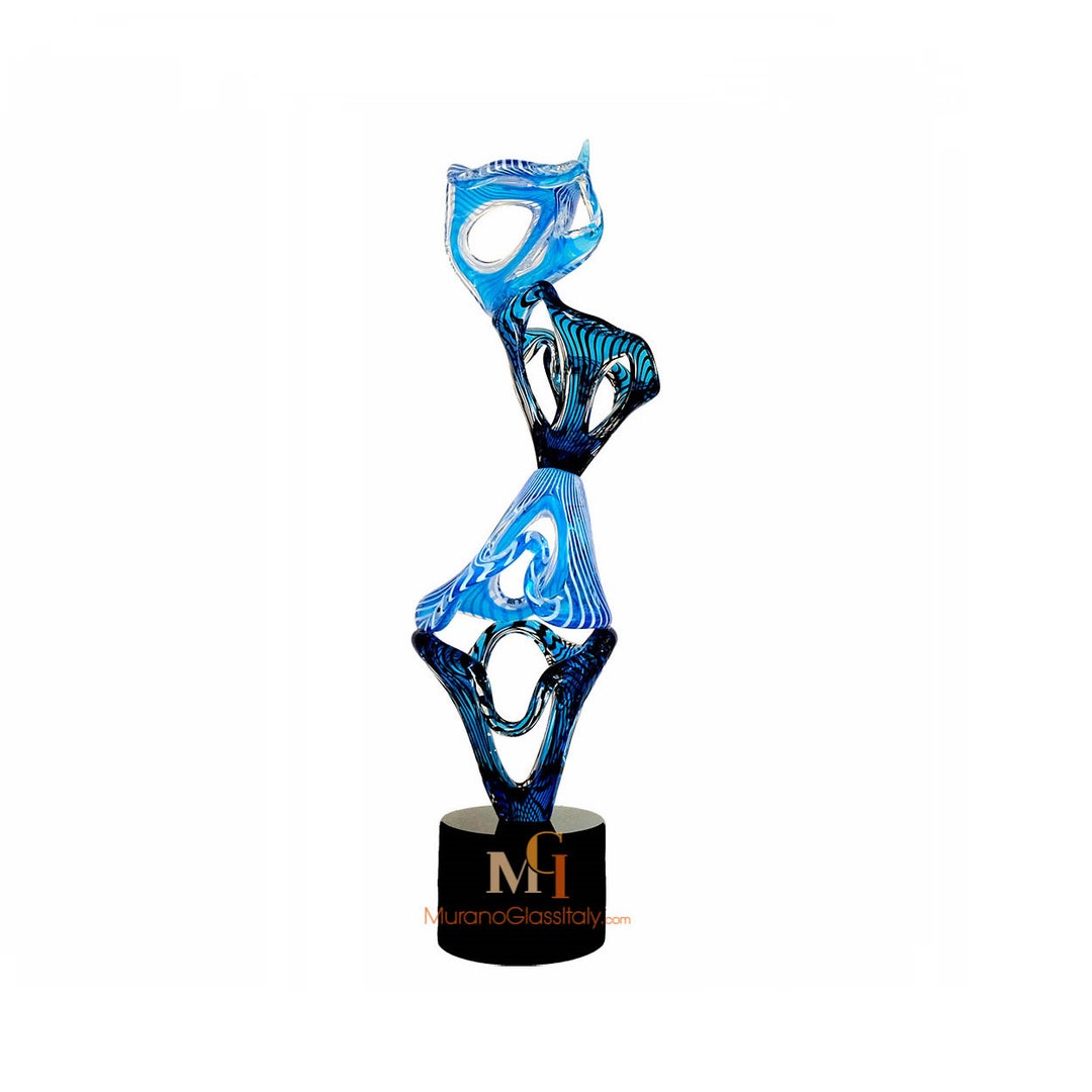 Fresh Look at Blue Glass Art Murano Glass Sculpture Tall Sculpture Indoor