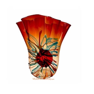 Red Glass Vase - Handmade Artwork -  Murano Glass - Luxury Centerpiece Made In Venice, Italy