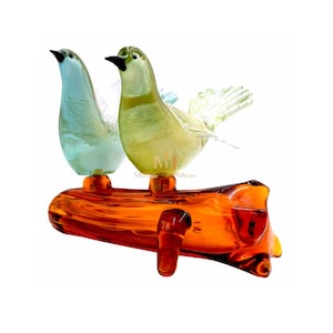 Birds Sculpture - Glass Birds - Murano Birds - Doves Sculpture - Valentine&#39;s Gift - Romantic Gift - Handmade Glass - Made in Italy