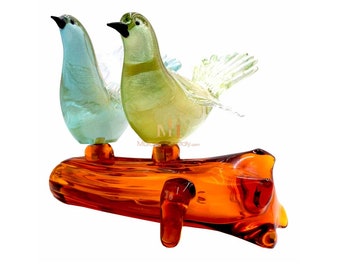 Birds Sculpture - Glass Birds - Murano Birds - Doves Sculpture - Valentine's Gift - Romantic Gift - Handmade Glass - Made in Italy