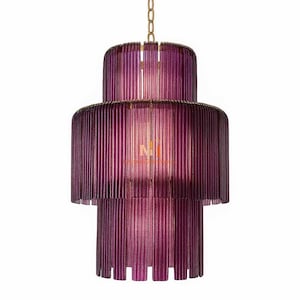 Purple Murano Chandelier - Italian Chandelier Light - Wired For Your Country - Hand Blown Lighting Made in Venice
