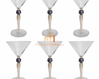 Set di bicchieri da Martini in vetro di Murano – Calici da cocktail soffiati a mano in oro 24 carati