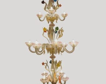 Large Glass Chandeliers - Handmade Chandelier - Italian Modern Light - Wired For Your Country - Hand Blown Lighting Made in Venice