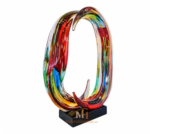 Colorful Abstract Art- Murano Glass - Italian Statue - Artisanal Gift - Blown Glass - Italian Decorative Object - Made in Italy