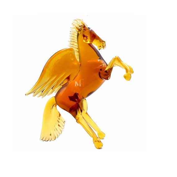 ムラーノ　ガラス製の馬の置物 ガラスの馬、ガラスの馬の置物、ガラスの馬の飾り、跳ね馬の置物