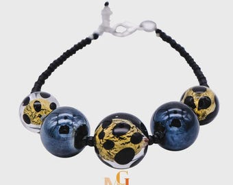 Pulsera de cristal veneciano - Joyería de cristal de Murano - Pulsera de diseño italiano - Joyería de cristal - Hecha a mano en Italia