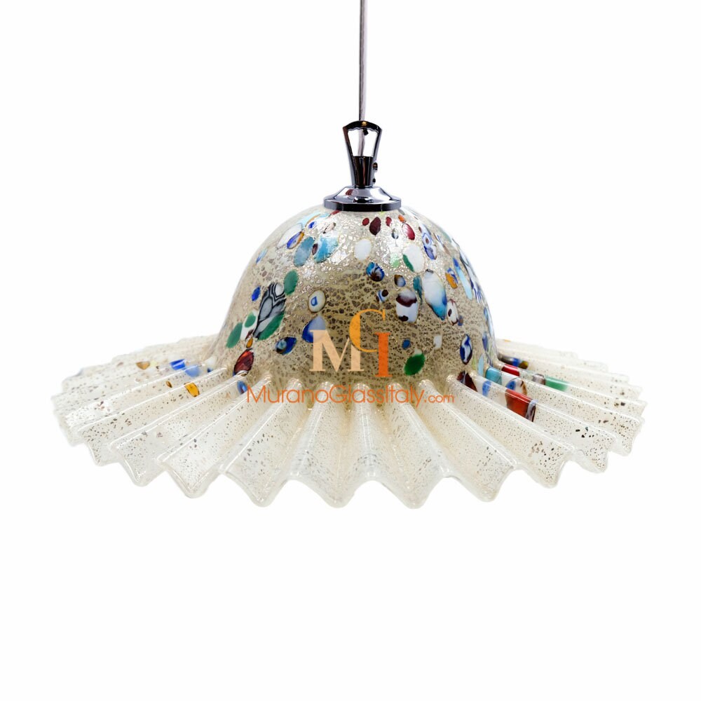 Venetian Glass Pendant Light Hand Blown Pendant Light Wired for