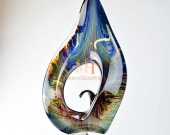 Modern Glass Orchidea Sculpture - Original Murano Glass Flower Inspired Centerpiece - Hand Blown Colorful Glass - Handmade in Venice, Italy