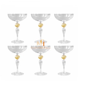 Murano Glass Cocktail Glasses with 24 Karat Gold Set of 6 - Handmade Stemware - Unique Wedding Gift - Hand Blown in Murano, Venice
