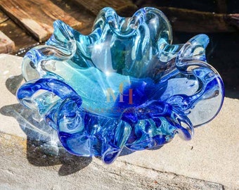 Murano Bowl - Real Murano Glass Bowl - Art Glass Centerpiece - Unique Wedding Gift - Hand Blown Decorative Object - Made in Venice, Italy
