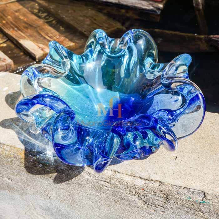 Murano Bowl Real Murano Glass Bowl Art Glass Centerpiece Unique Wedding