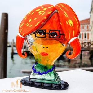 Abstract glass sculpture picasso woman face - Murano sculpture - Handmade in Italy